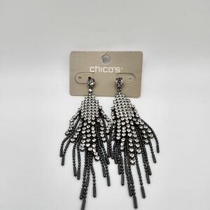 NWT Chicos stunning chandelier dangling rhinestones clear & black earrings ♥️